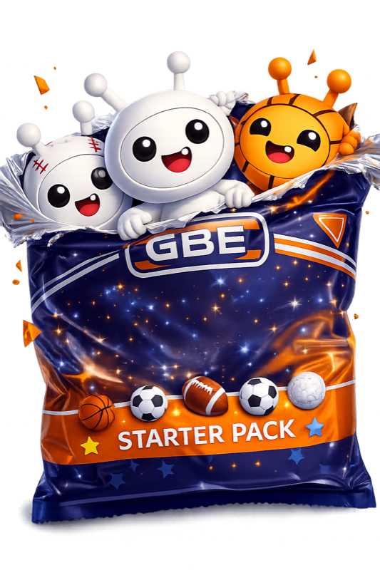 GBE starter pack artwork featuring collectible sports-themed avatar items.