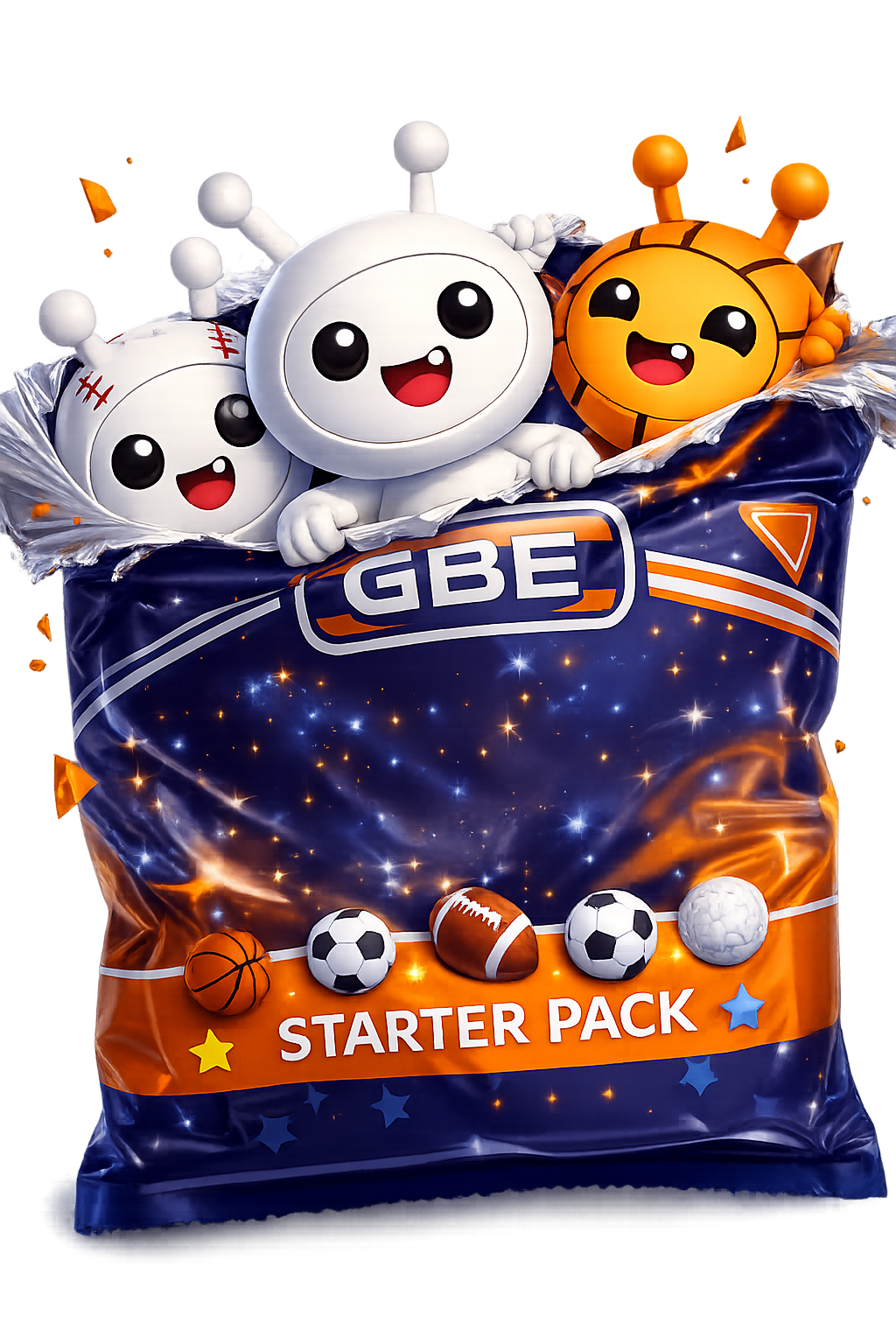 GBE starter pack artwork featuring collectible sports-themed avatar items.